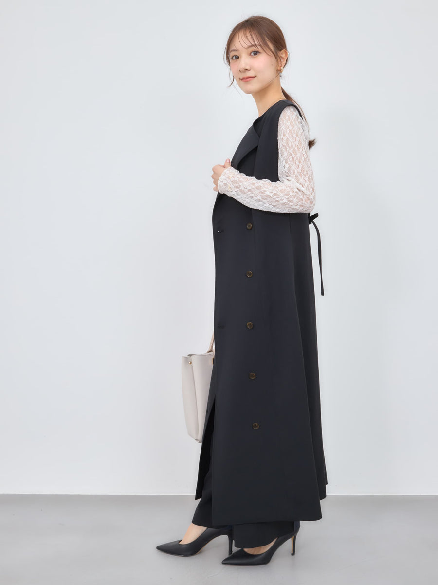 【手洗い可】トリアセリネンライクジレワンピース-short & regular　[通常]