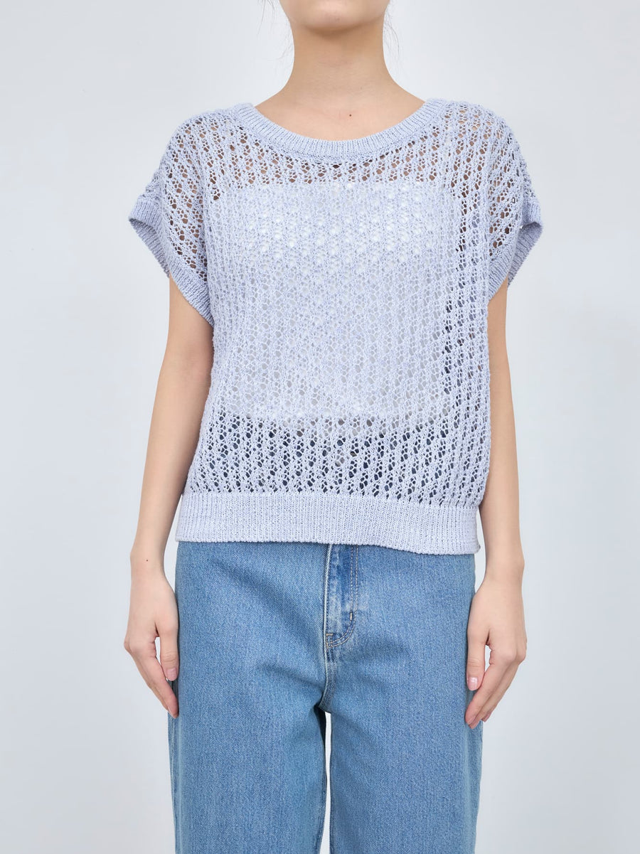 2wayコードヤーンミックス透かしニット　[通常]