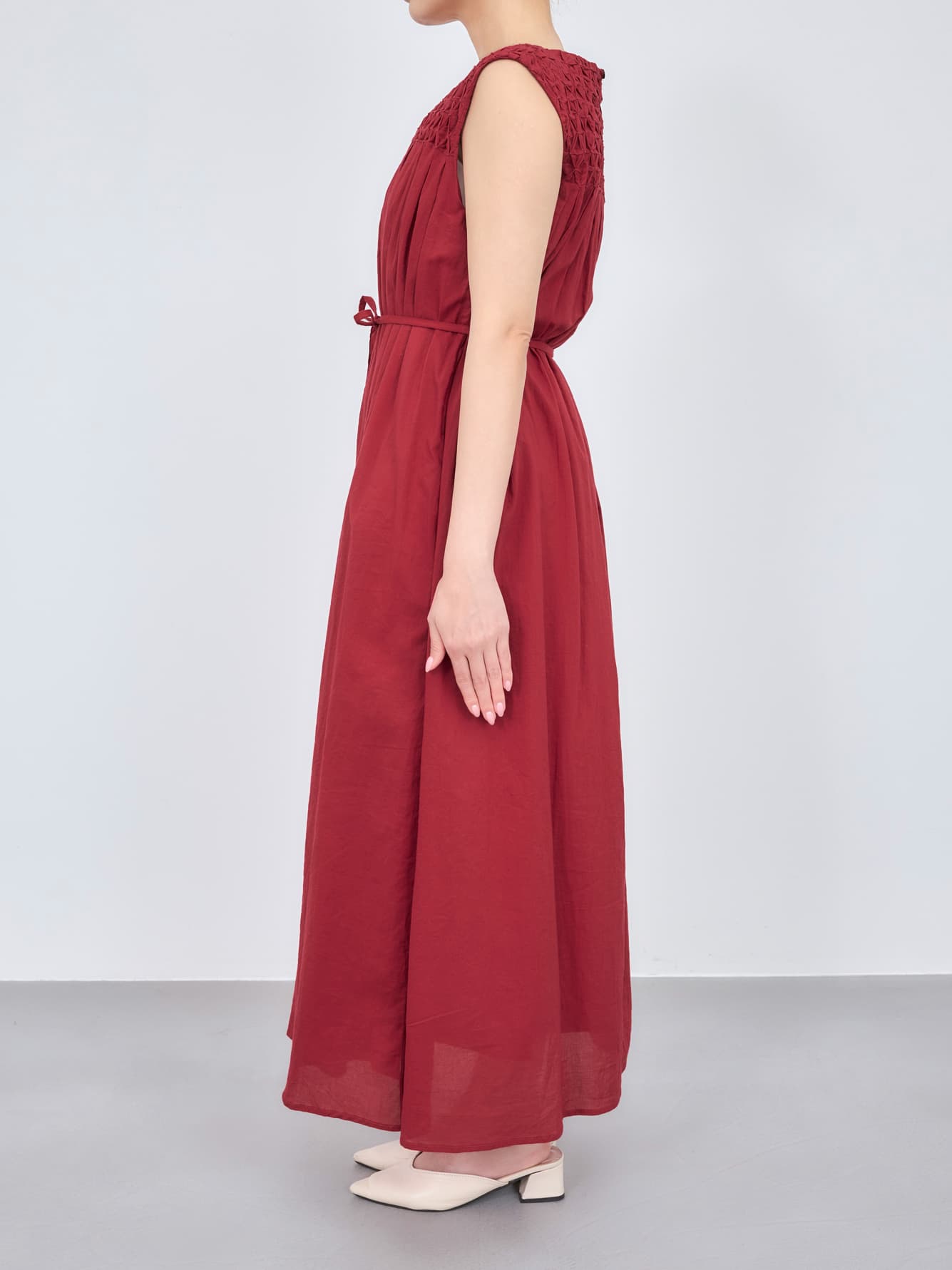 【手洗い可】【Made in India】スモッキングデザインワンピース-short & regular　[通常]