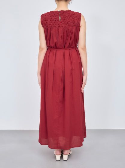 【手洗い可】【Made in India】スモッキングデザインワンピース-short & regular　[通常]