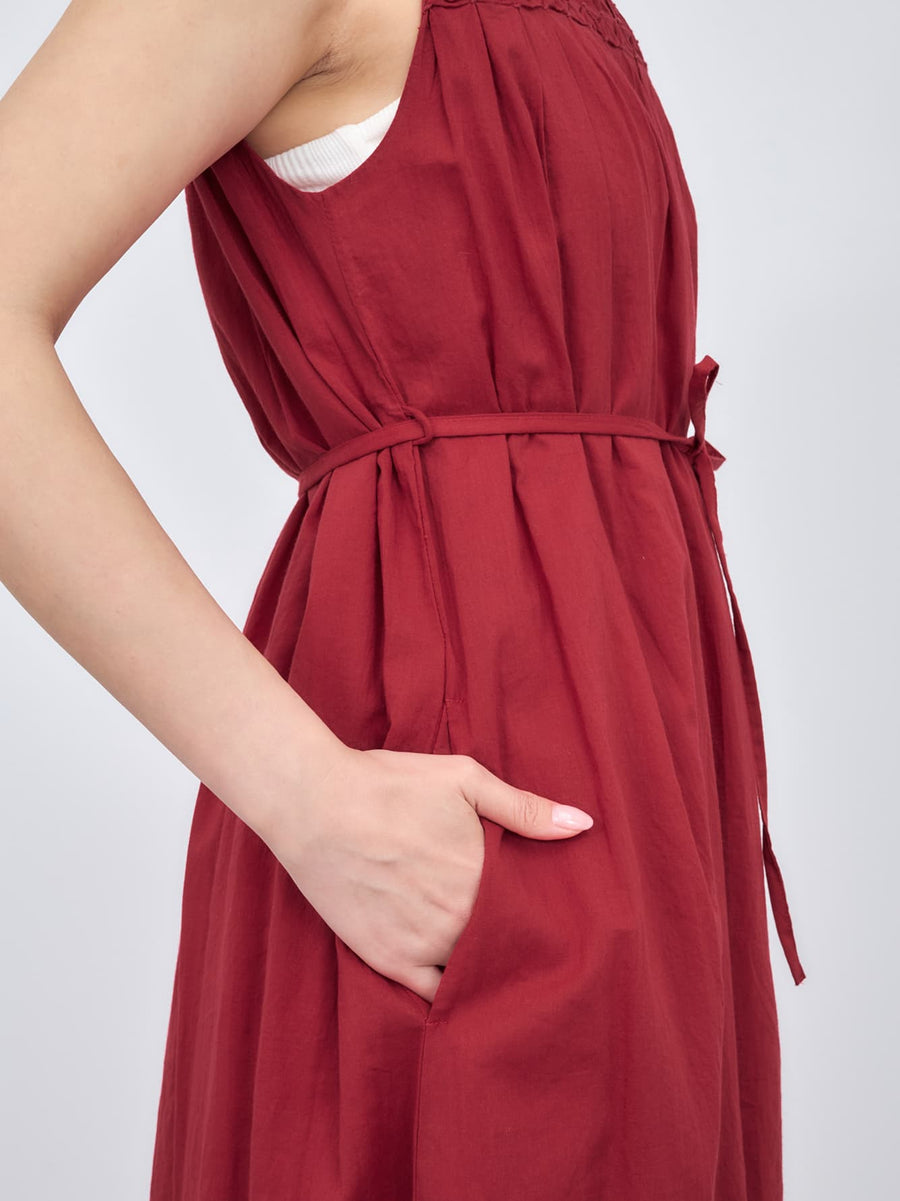 【手洗い可】【Made in India】スモッキングデザインワンピース-short & regular　[通常]