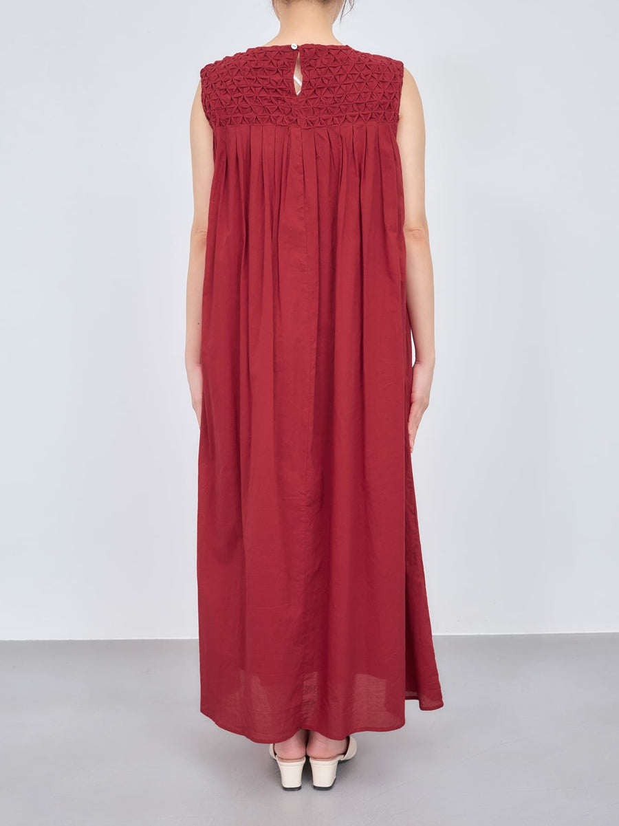 【手洗い可】【Made in India】スモッキングデザインワンピース-short & regular　[通常]