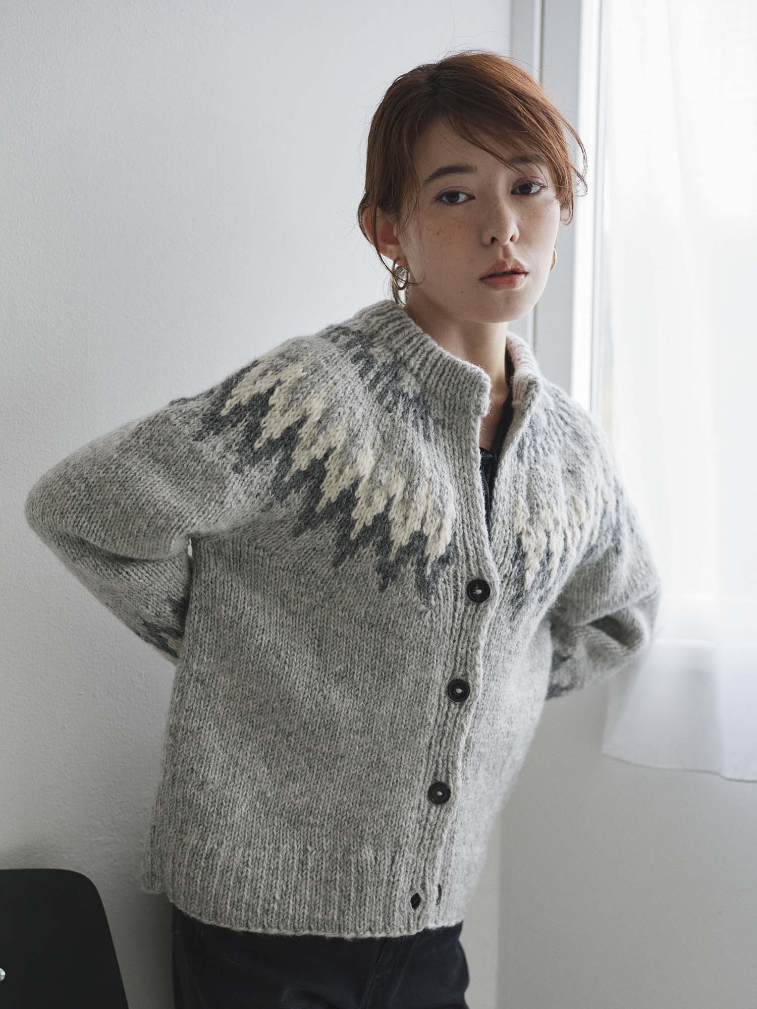 NEPAL HAND KNIT】求心柄カーディガン | 小柄・低身長女性向け