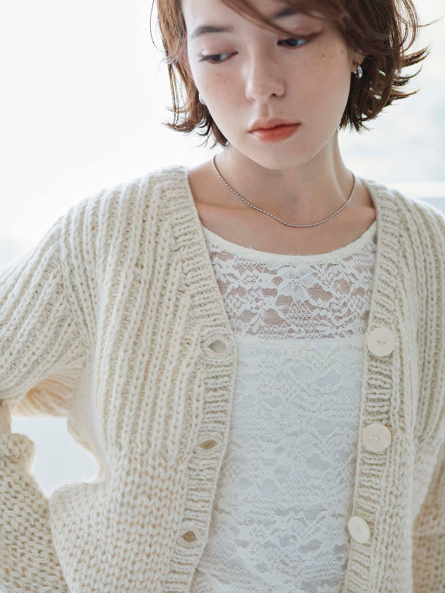 【NEPAL HAND KNIT】パターンミックスカーディガン　[通常]