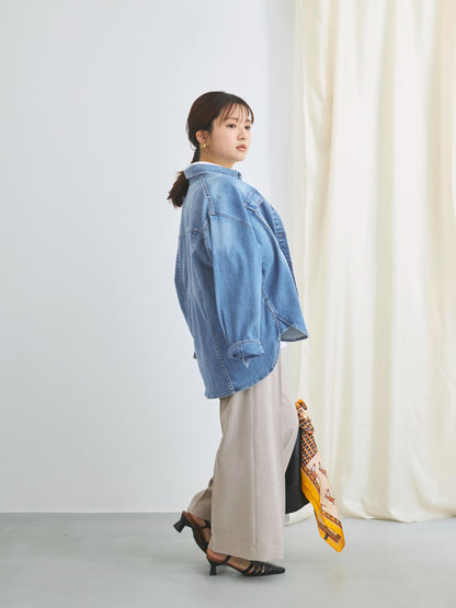 トリアセリネンライクストレートパンツ-short & regular　[通常]