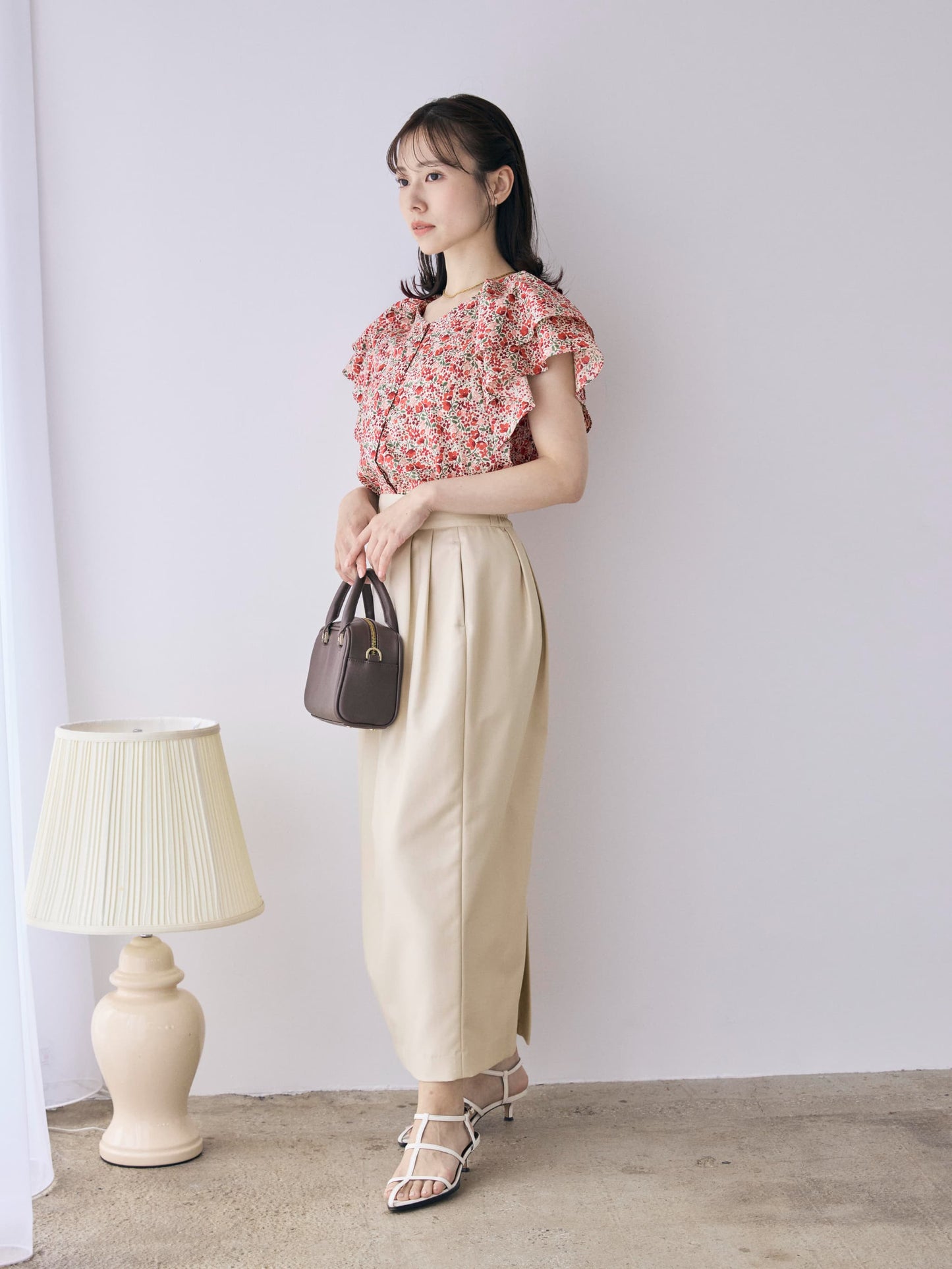 【COHINA MADE WITH LIBERTY FABRIC】ラッフルスリーブブラウス　[通常]