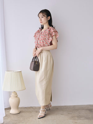 【COHINA MADE WITH LIBERTY FABRIC】ラッフルスリーブブラウス　[通常]