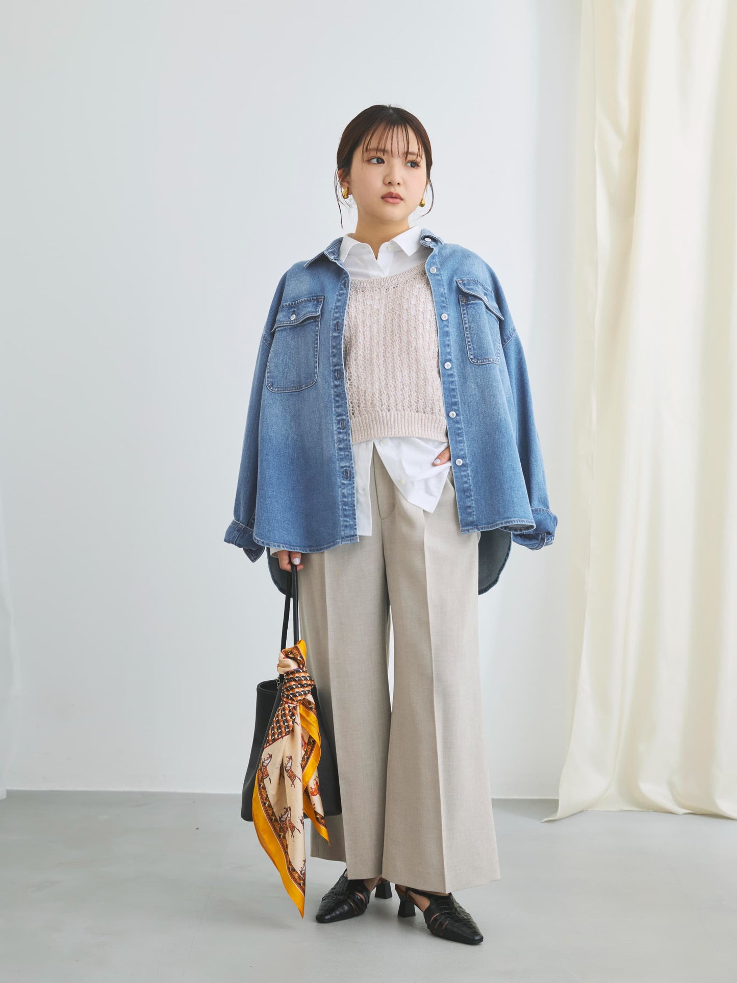 トリアセリネンライクストレートパンツ-short & regular　[通常]