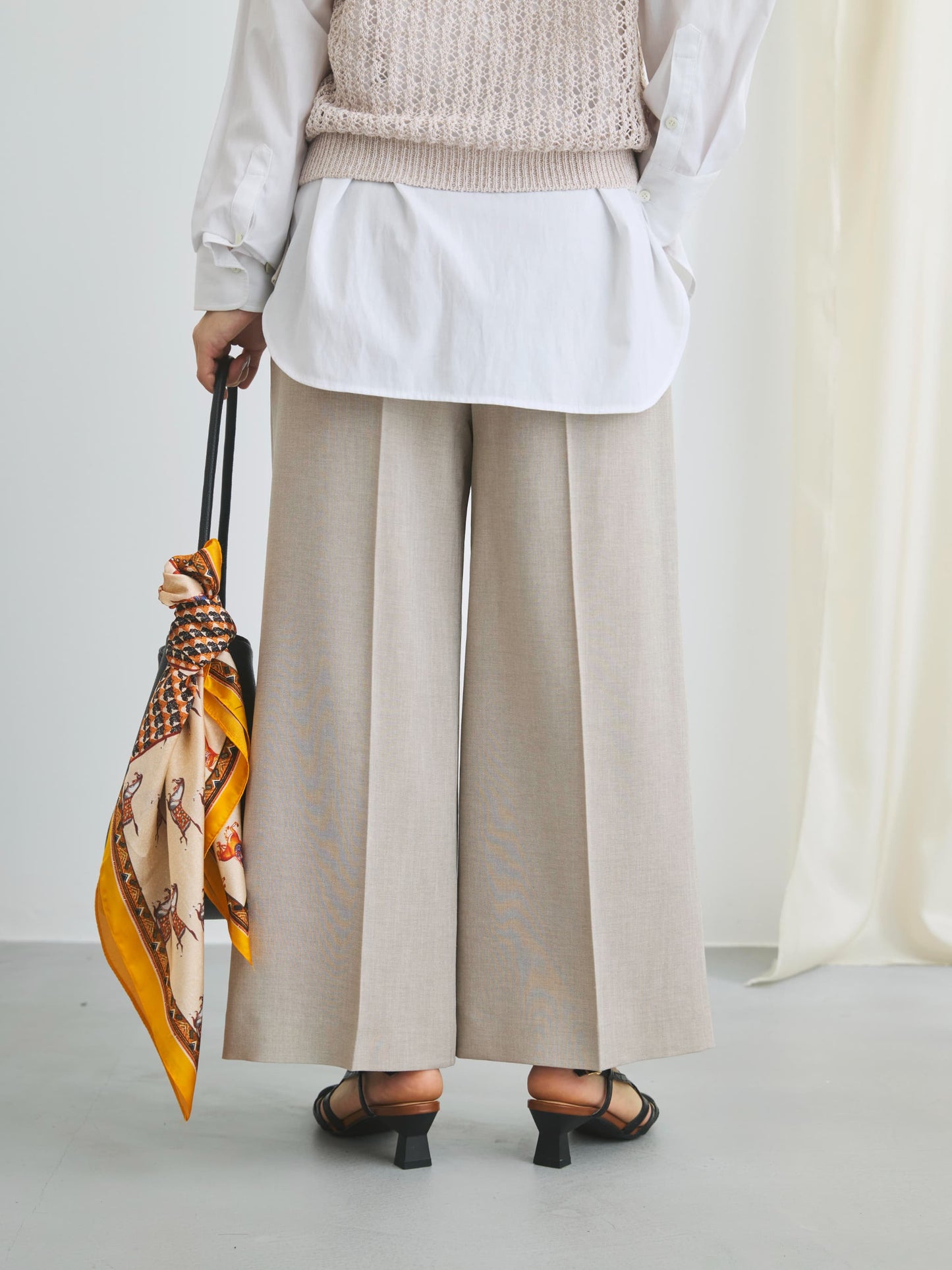 トリアセリネンライクストレートパンツ-short & regular　[通常]