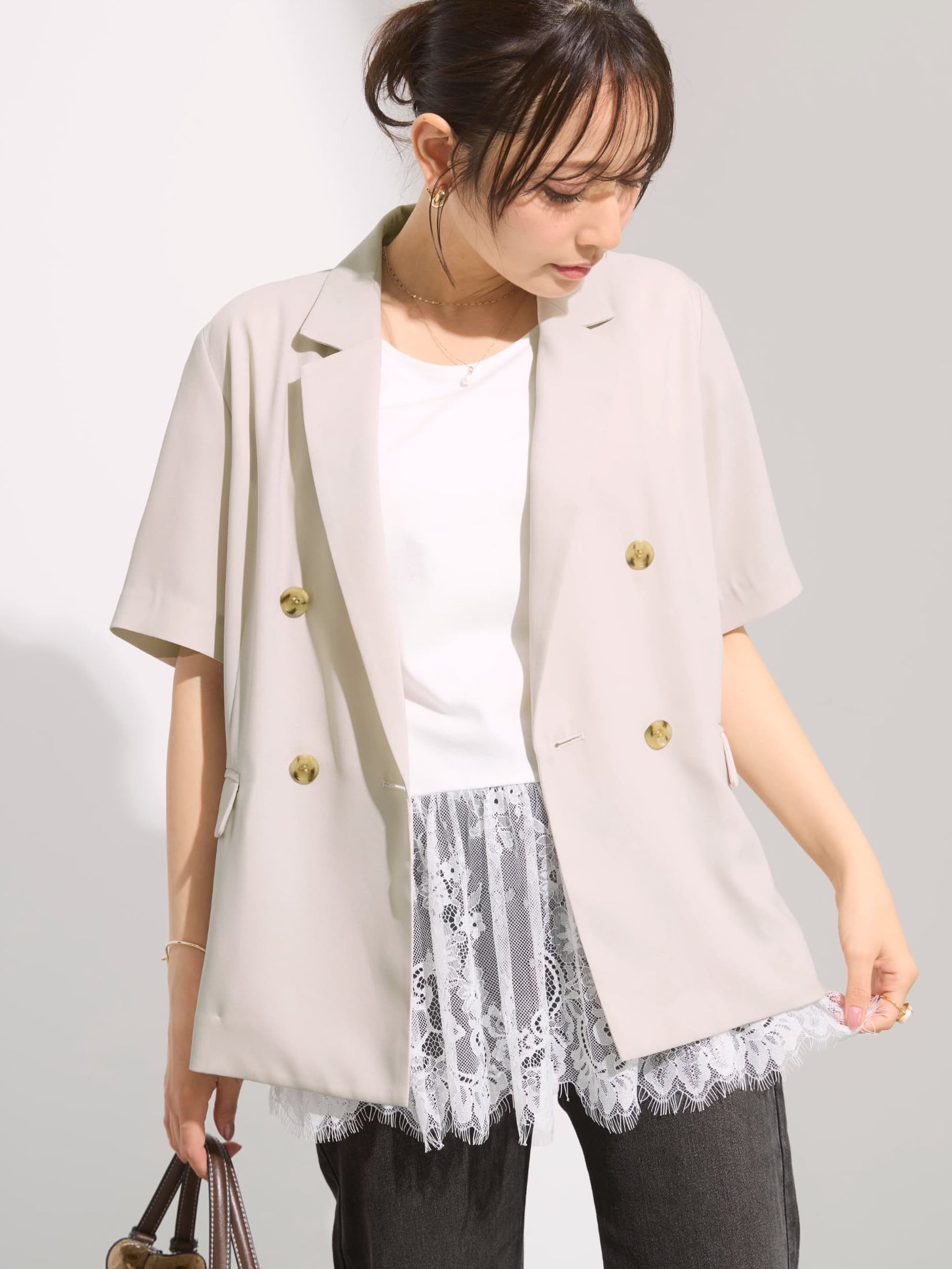 接触冷感】とろみハーフスリーブジャケット | 小柄・低身長女性向け