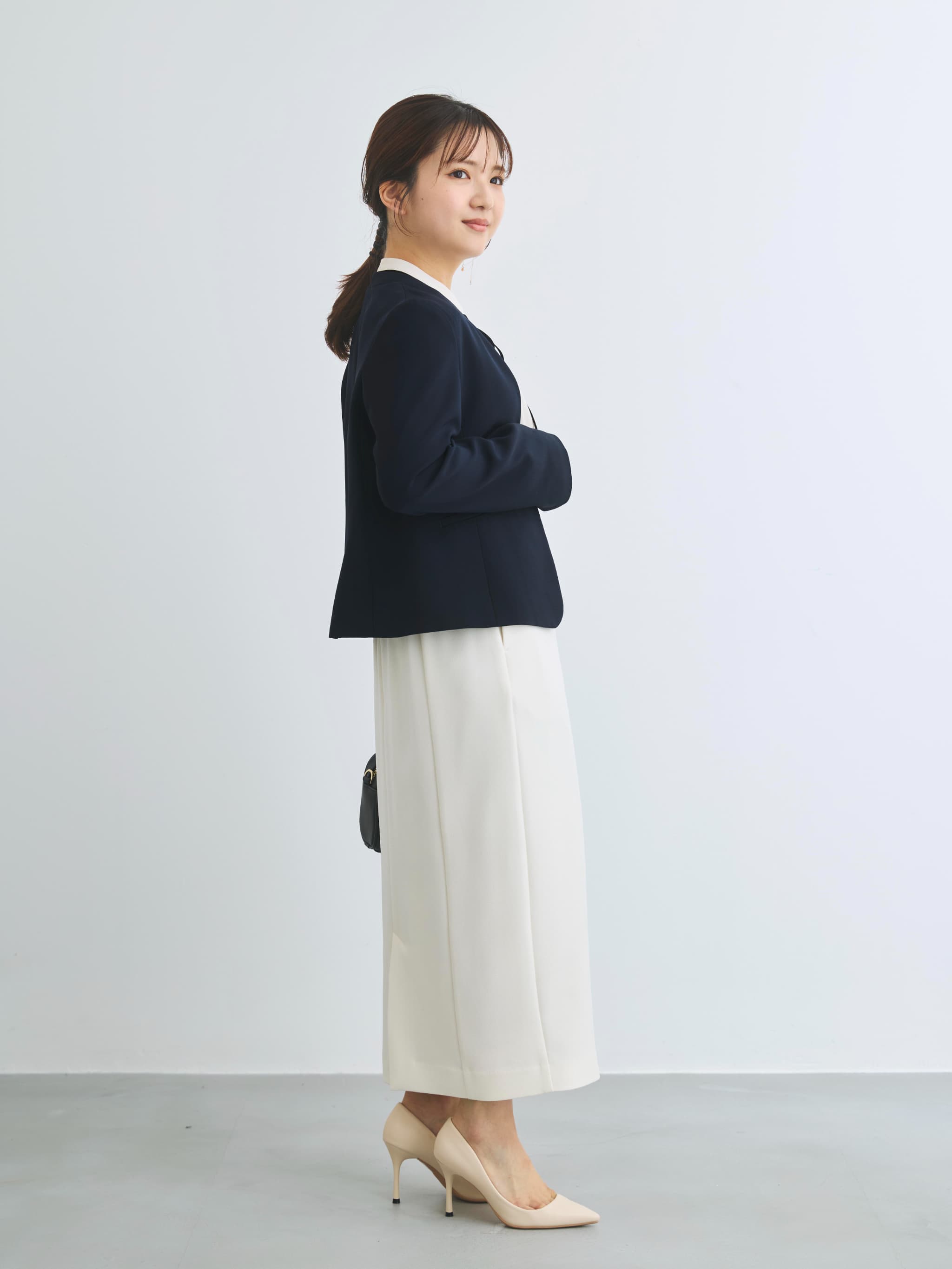 トリアセジョーゼットノーカラージャケット | 小柄・低身長女性向け