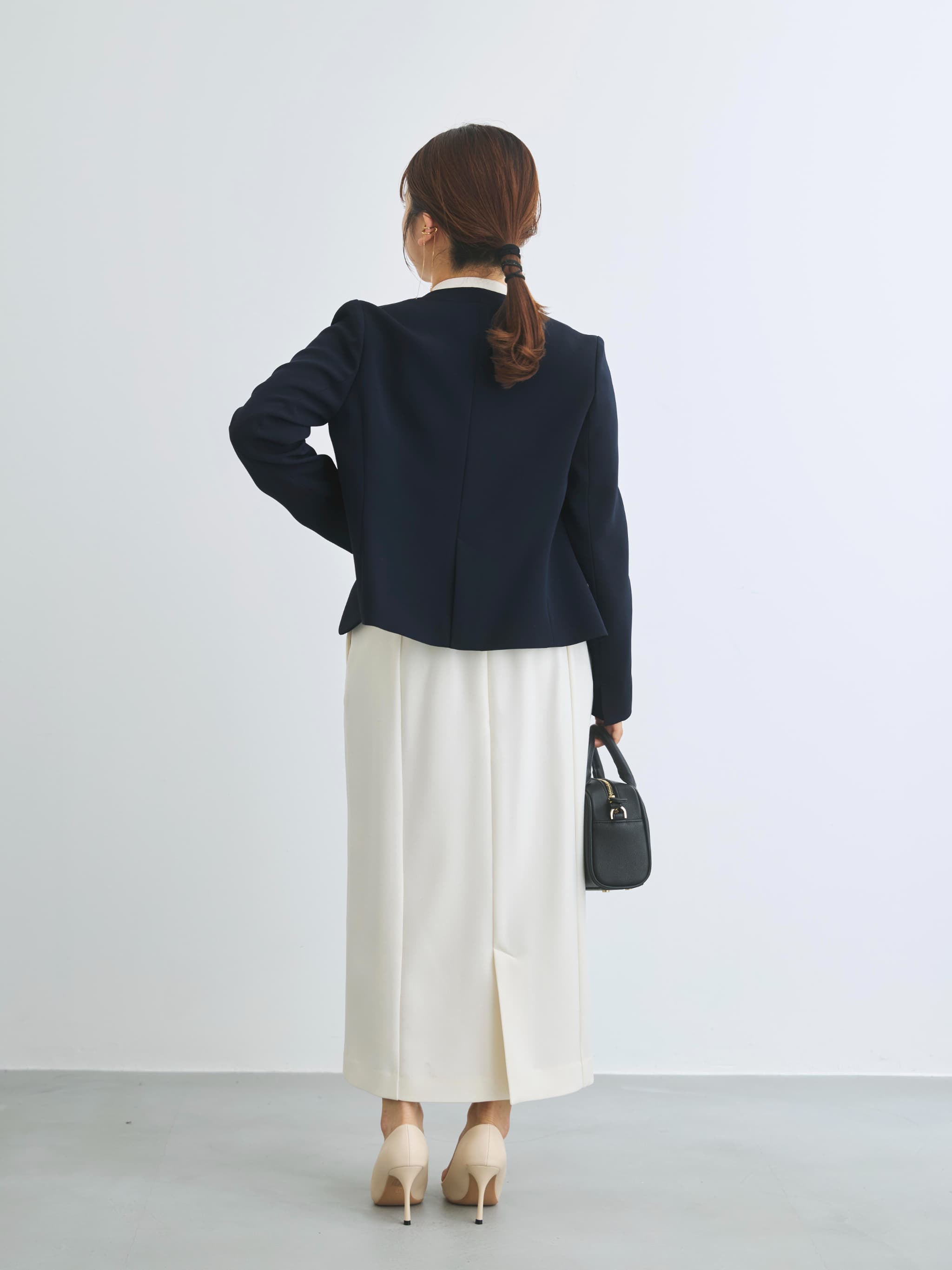 トリアセジョーゼットノーカラージャケット | 小柄・低身長女性向け