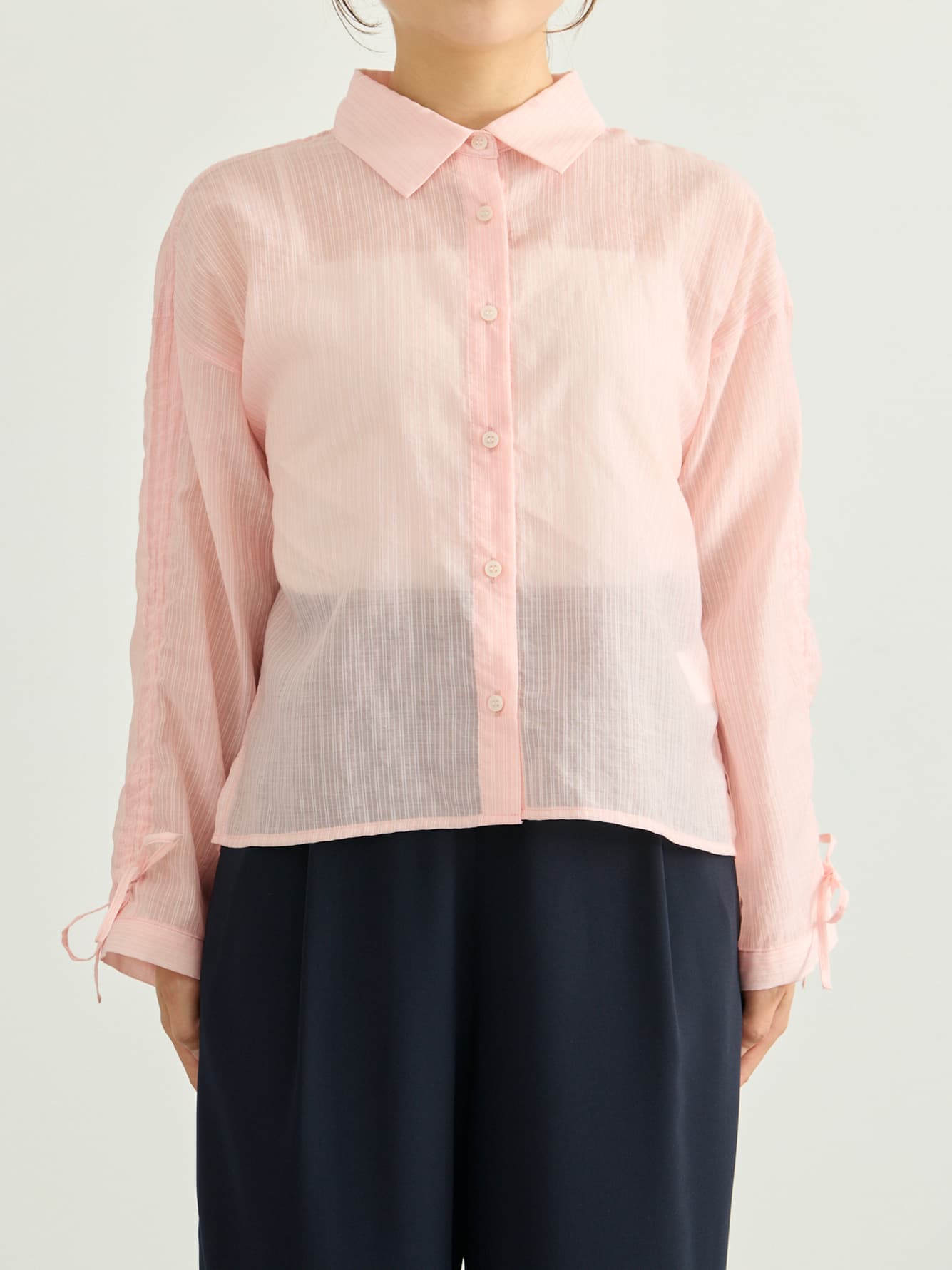 ドロストリボンストライプシャツ　[通常]