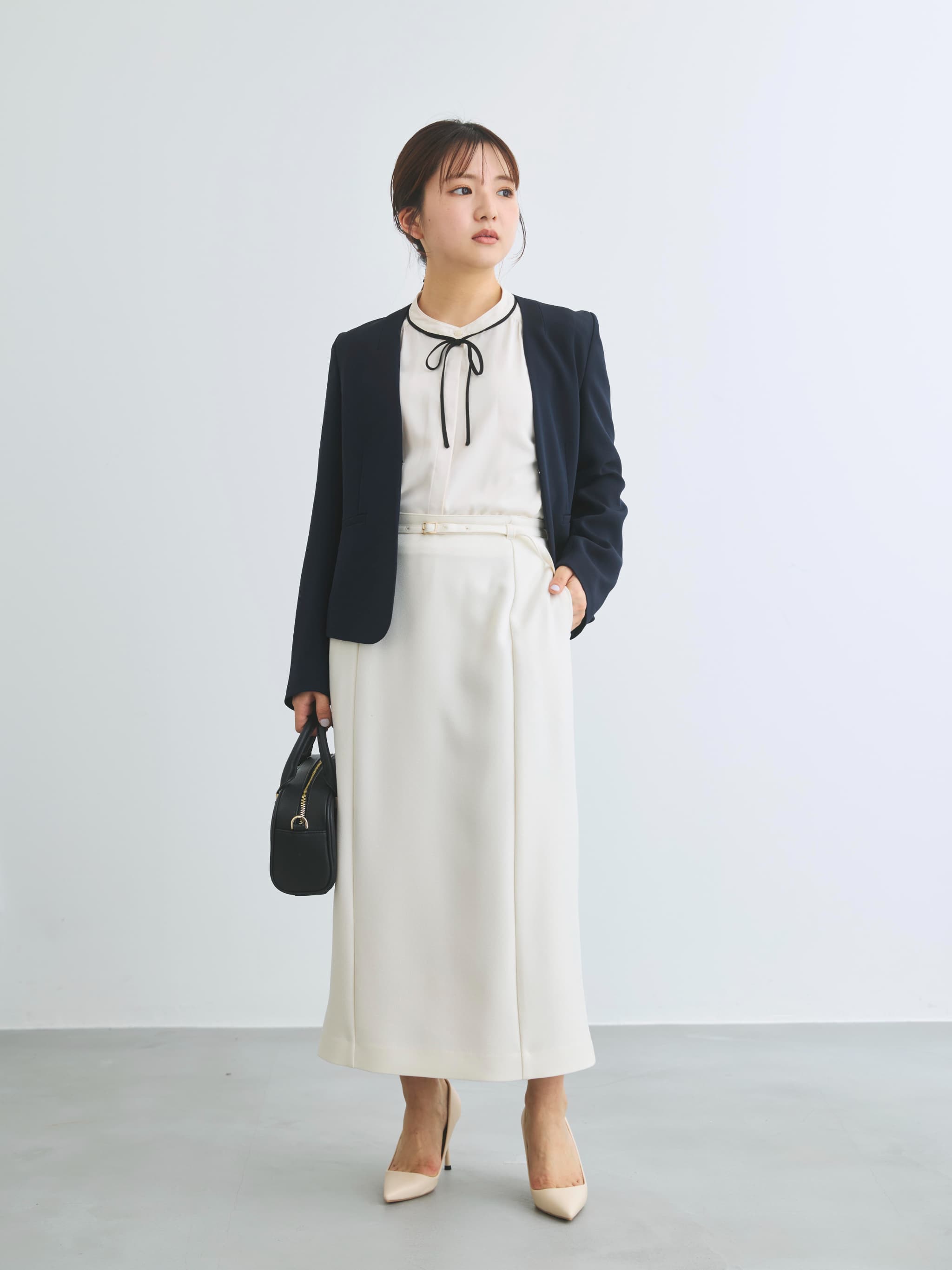 トリアセジョーゼットノーカラージャケット | 小柄・低身長女性向け