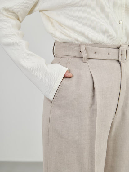 トリアセリネンライクストレートパンツ-short & regular　[通常]