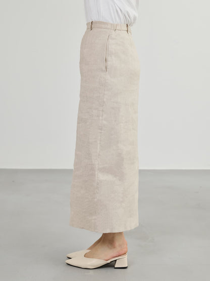 ストレッチリネンIラインスカート-short & regular　[通常]