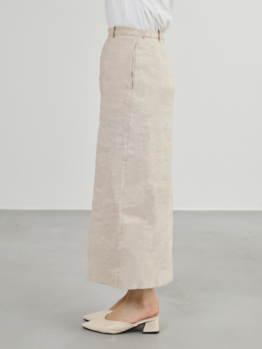 ストレッチリネンIラインスカート-short & regular　[通常]