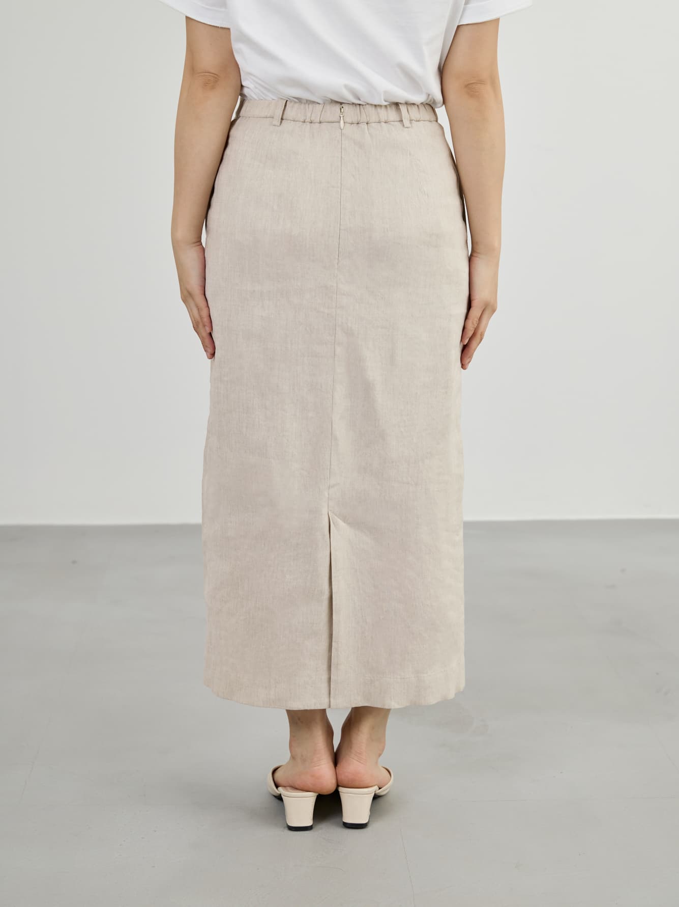 ストレッチリネンIラインスカート-short & regular　[通常]