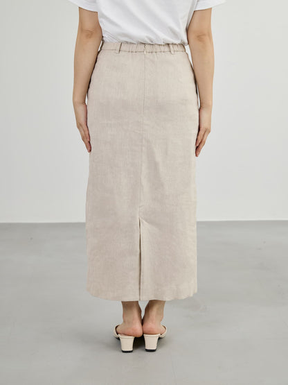 ストレッチリネンIラインスカート-short & regular　[通常]