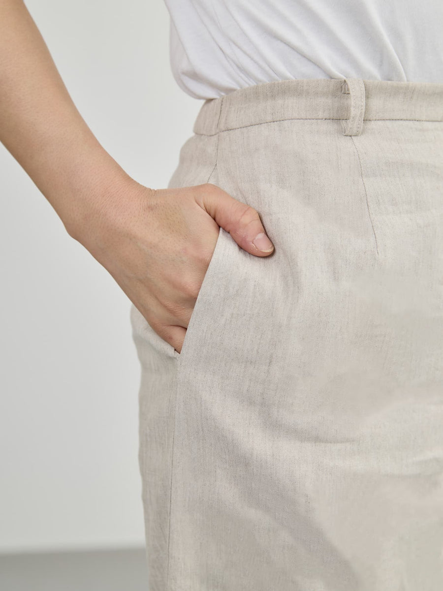 ストレッチリネンIラインスカート-short & regular　[通常]