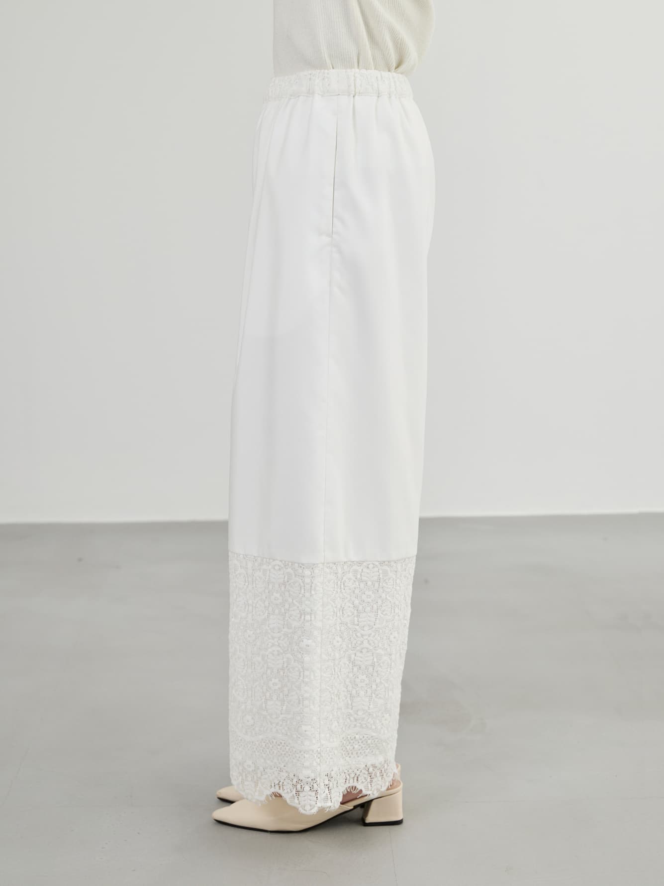 スカラップレースイージーパンツ-short & regular　[通常]