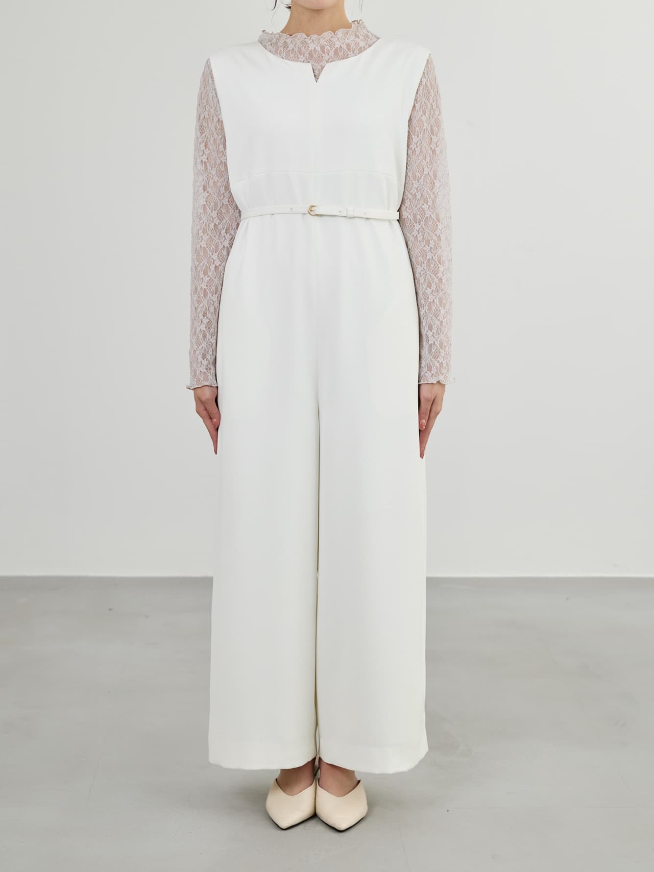 ※こちらが実物のカラーに一番お色味が近くなっております。（アイボリー）<br>149cm | B:77 W:60 H:83 股下:68.5 | regular着用(ヒールの高さ:3.5cm)