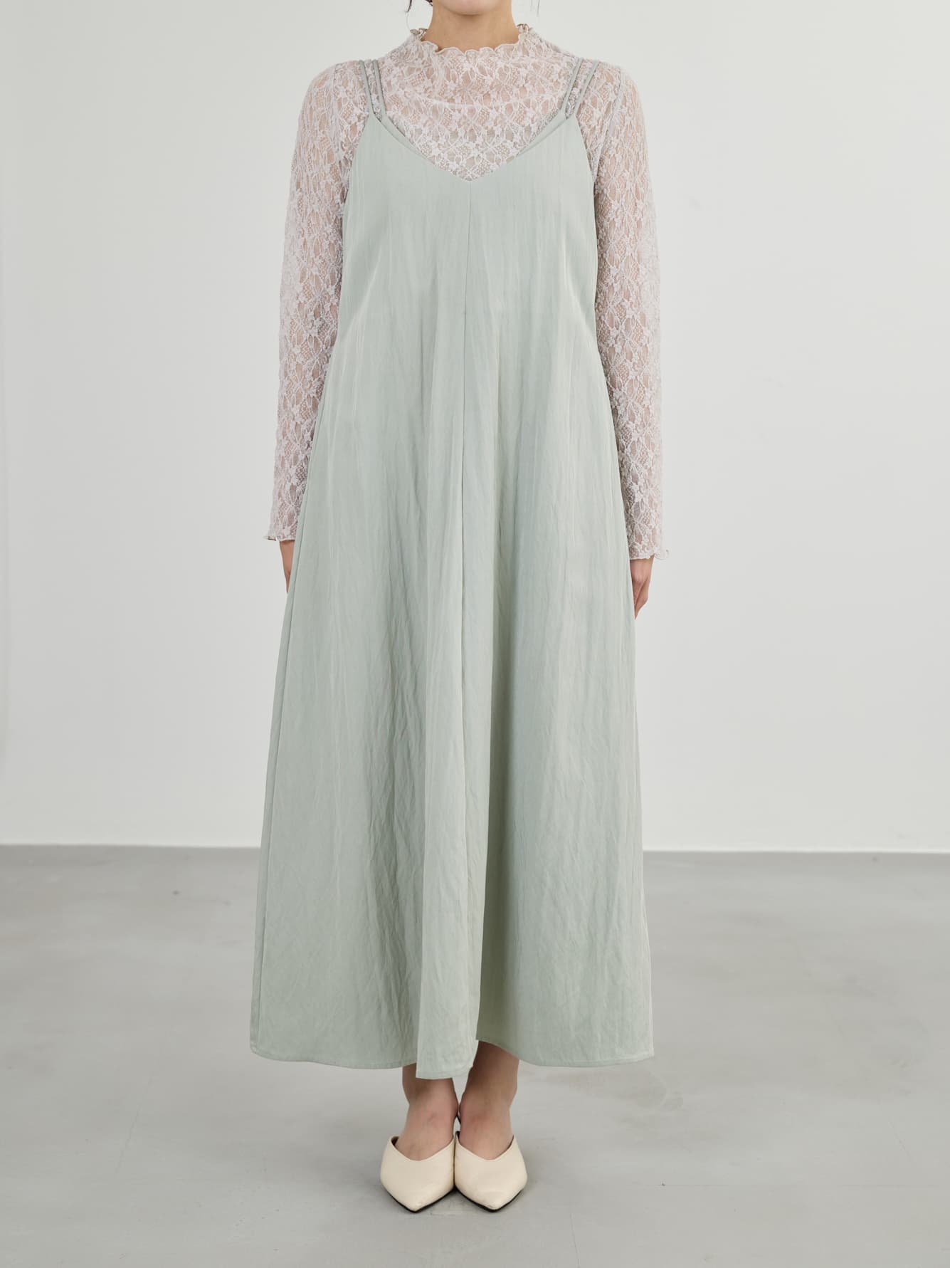 ※こちらが実物のカラーに一番お色味が近くなっております。（ミント）<br>149cm | B:77 W:60 H:83 股下:68.5 | regular着用 (ヒールの高さ: 3.5cm) 