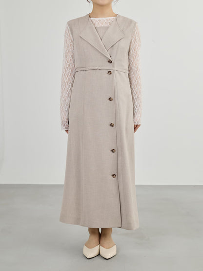 ※こちらが実物のカラーに一番お色味が近くなっております。（グレージュ）<br>143cm | B:73 W:60 H:81 股下:65  | short着用 (ヒールの高さ: 3.5cm)