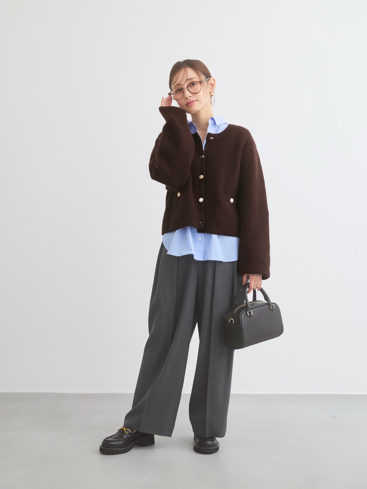 フォックスアンゴラダブルフェイスニットジャケット　[通常]