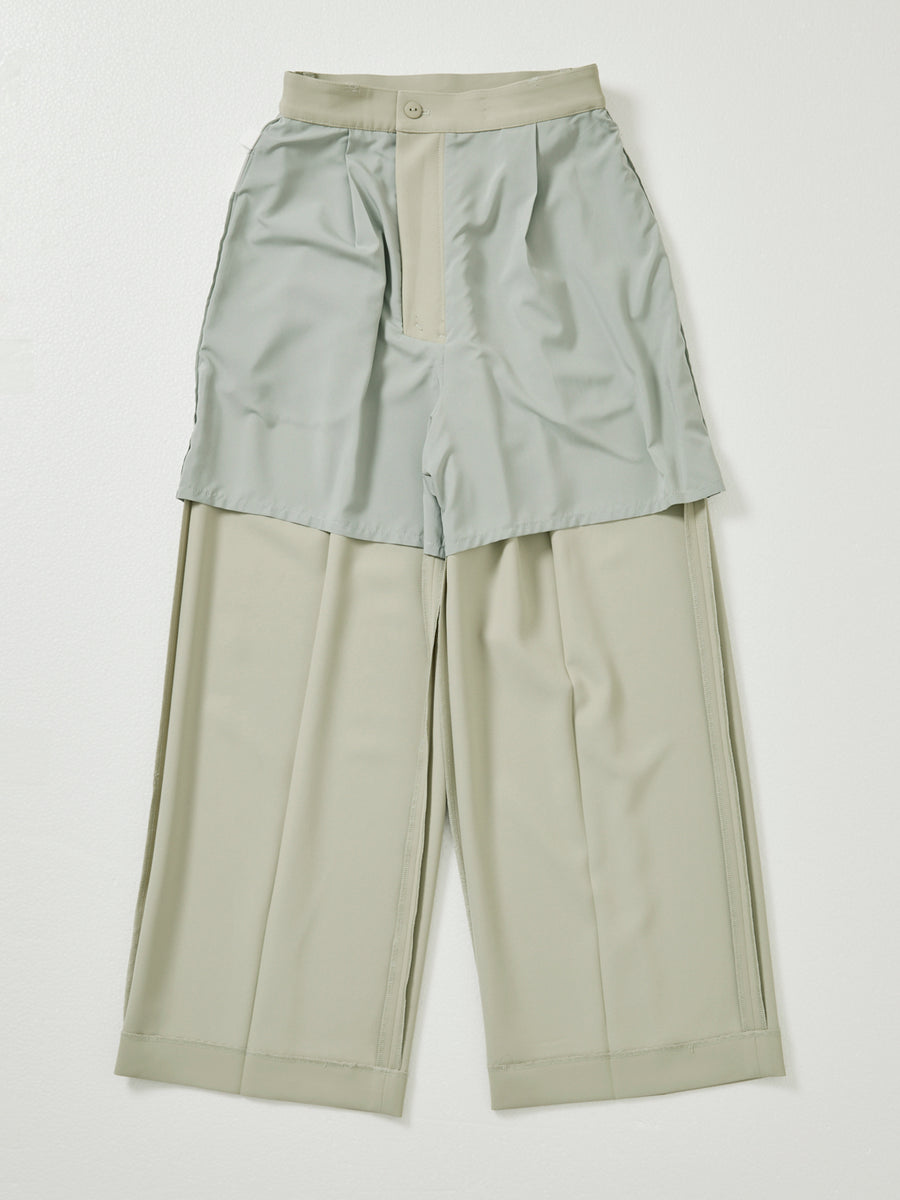 とろみワンタックストレートパンツ-short & regular　[通常]