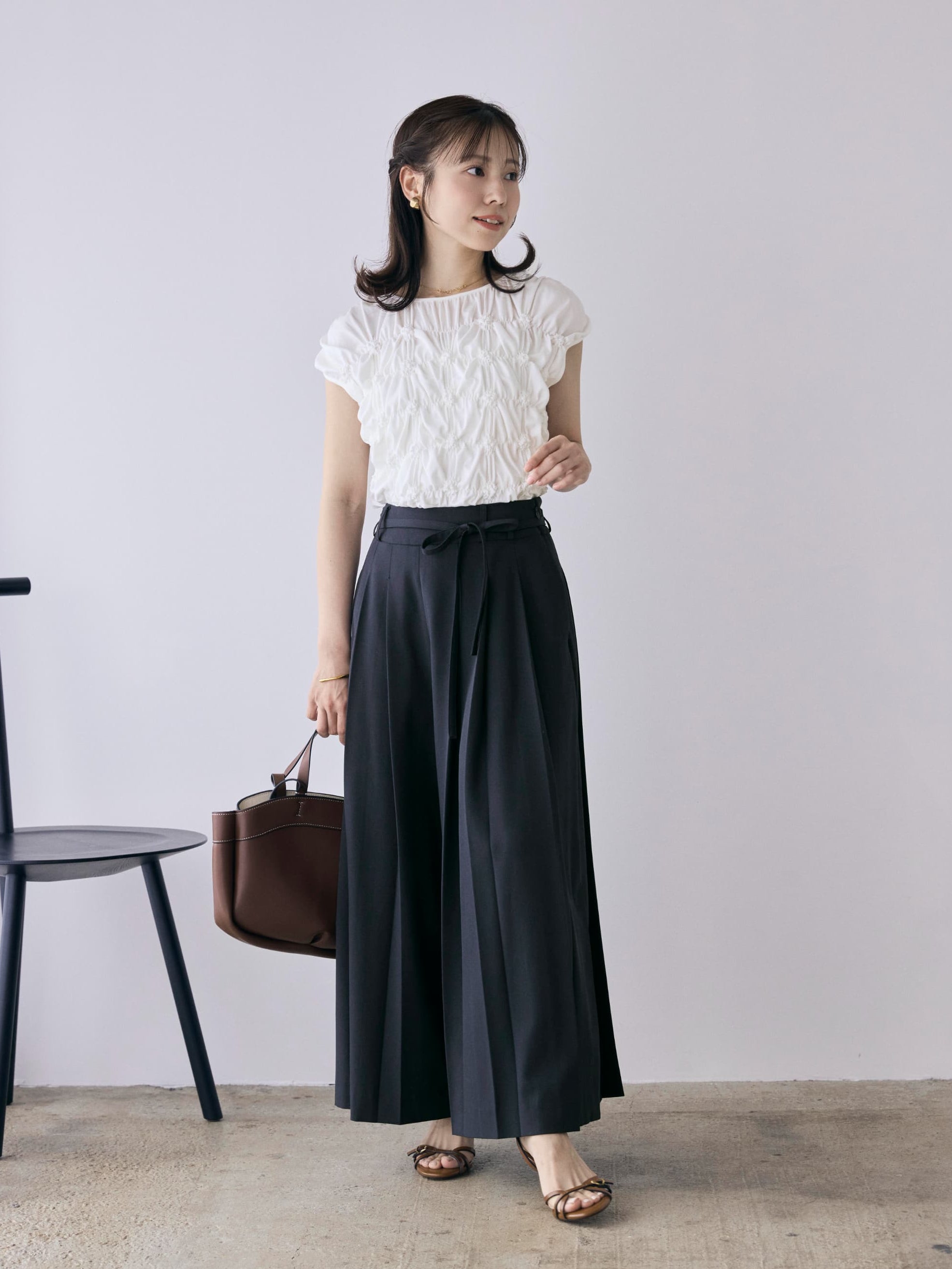 シャーリングカットトップス | 小柄・低身長女性向けファッション通販