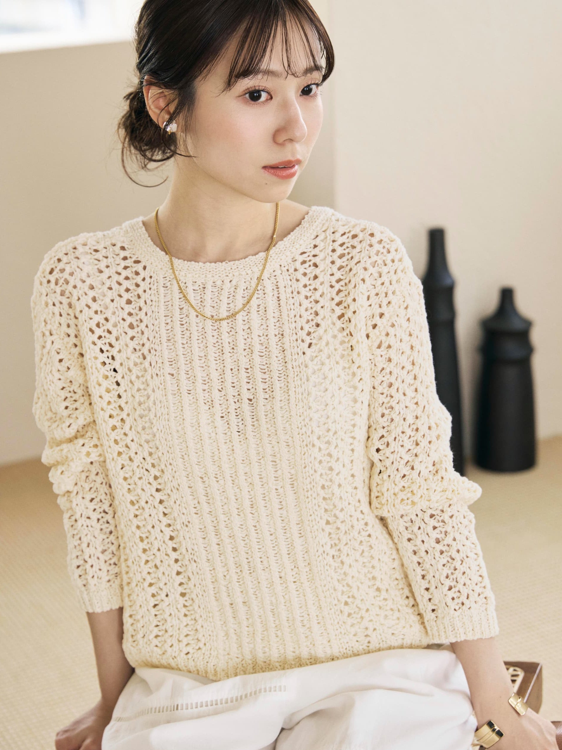 2wayテープヤーンパターンニット | 小柄・低身長女性向けファッション