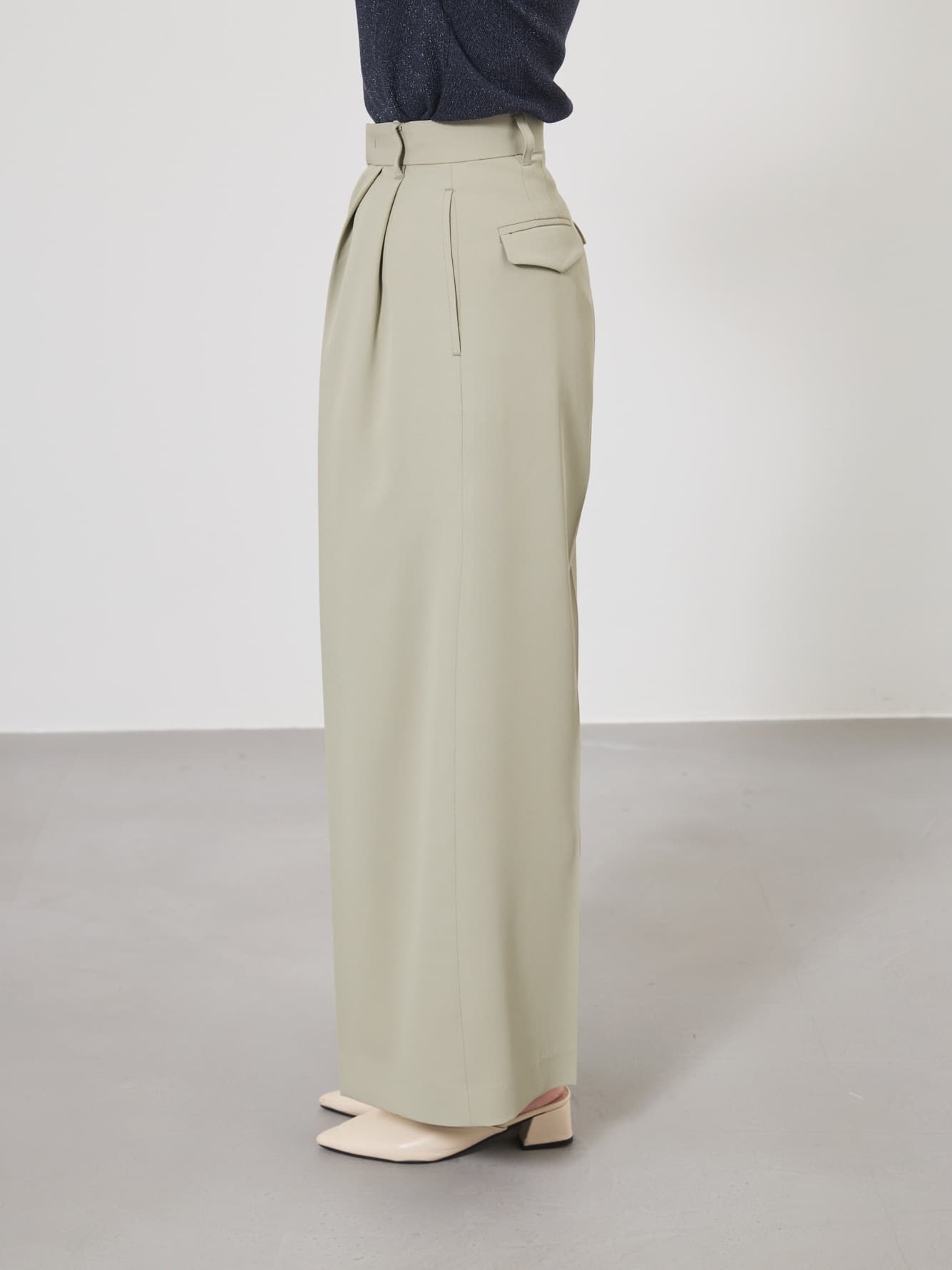 とろみツータックワイドパンツ-short & regular　[通常]