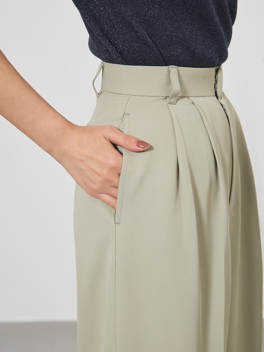 とろみツータックワイドパンツ-short & regular　[通常]