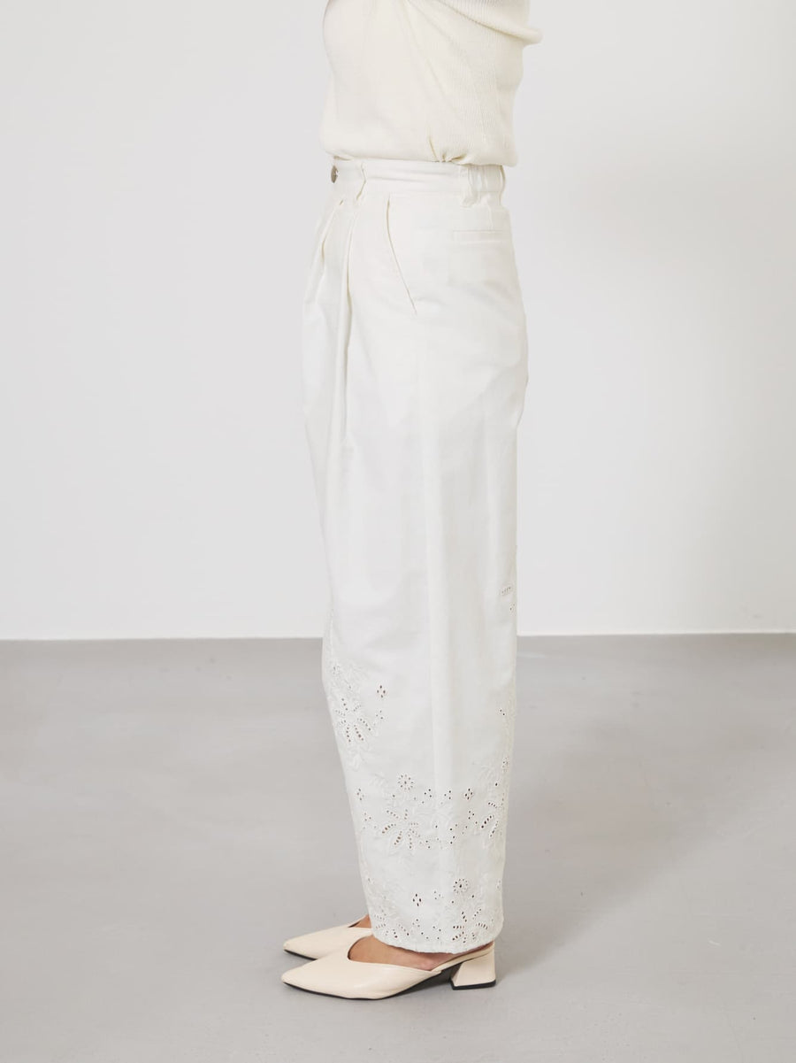 エンブロイダリーカーブタックパンツ-short & regular　[通常]