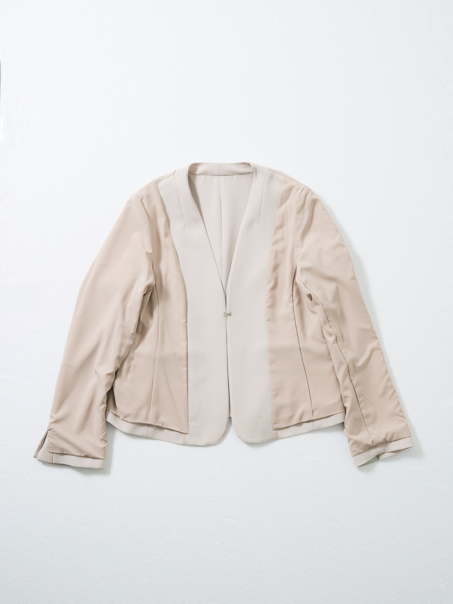 トリアセジョーゼットノーカラージャケット　[通常]