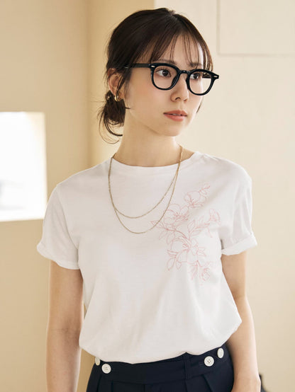 エンブロイダリーボタニカルＴシャツ　[通常]