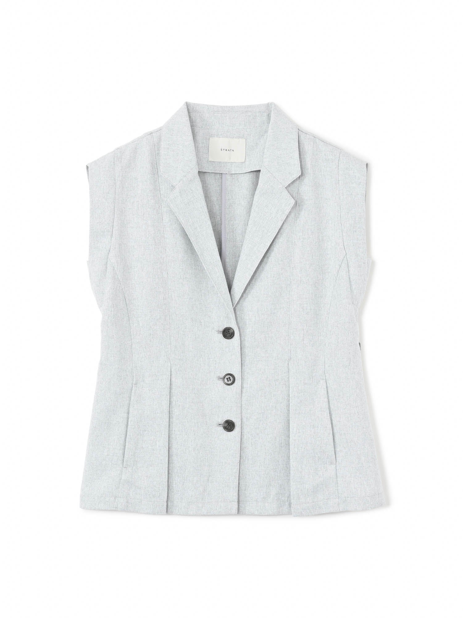 STRATA リネンライクペプラムトップス　 リネンライクテーラードタックジレ STRATA リネンライクペプラムトップス リネンライクテーラード