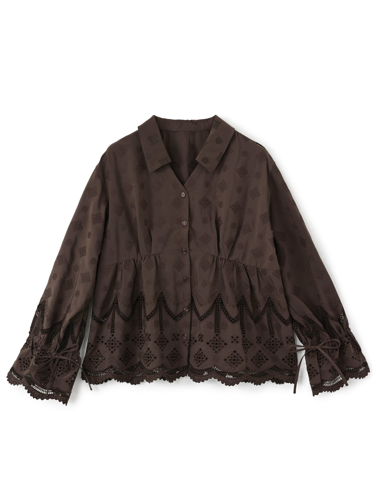 エンブロイダリーリボンスリーブブラウス | 小柄・低身長女性向け