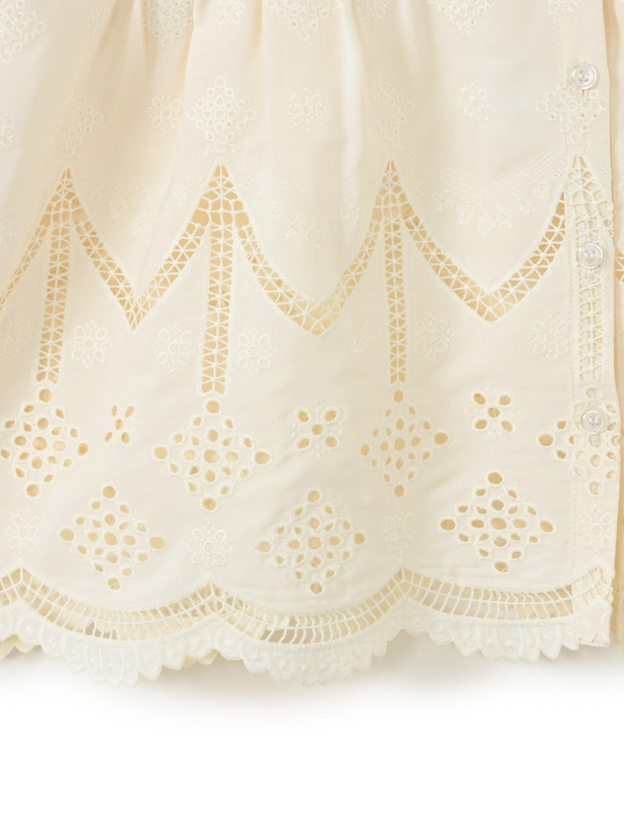 エンブロイダリーリボンスリーブブラウス　[通常]