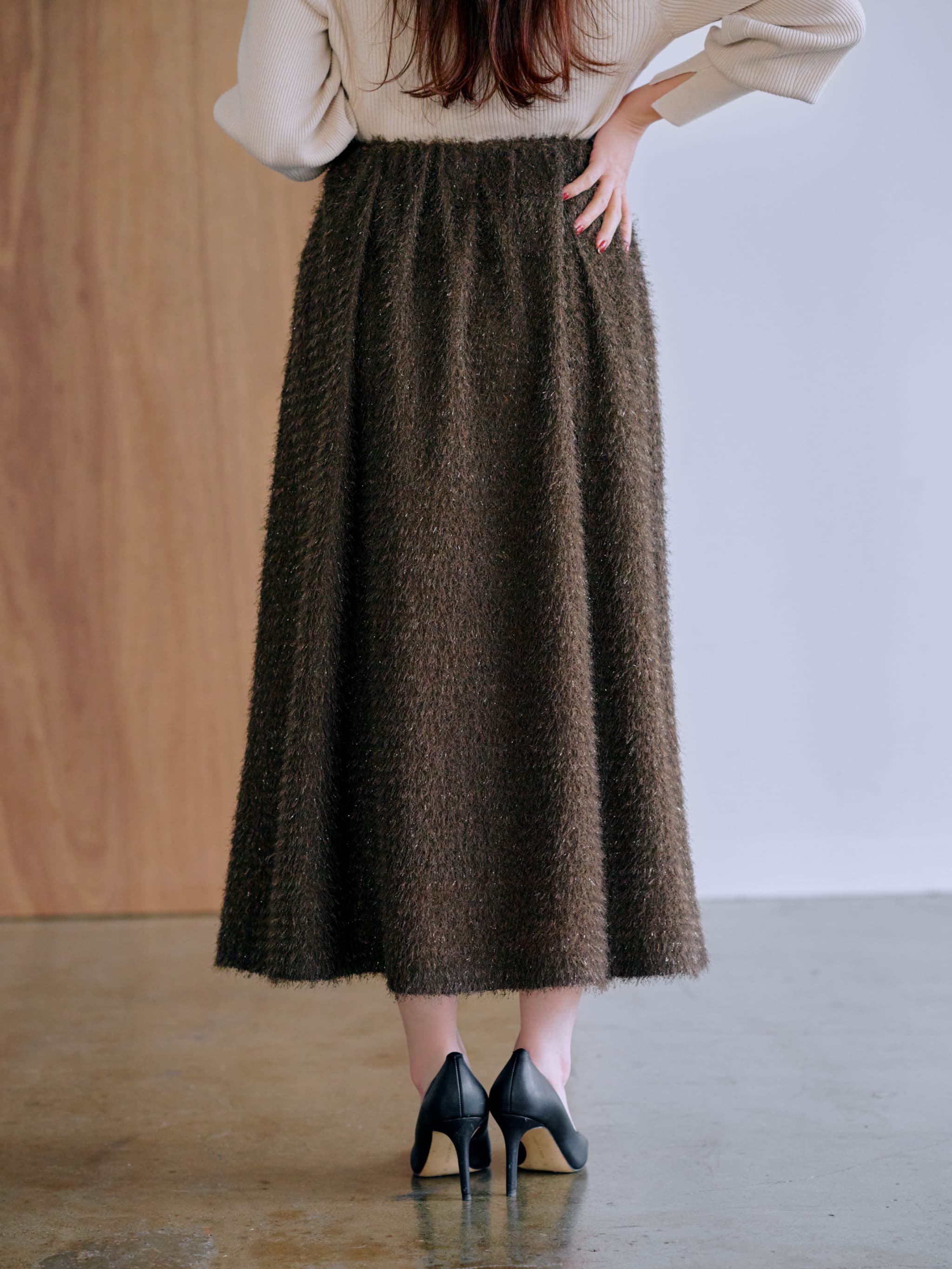 COHINA ワッシャーナローイージースカート regular ブラック ワッシャーナローイージースカート-short & regular | 小柄・低