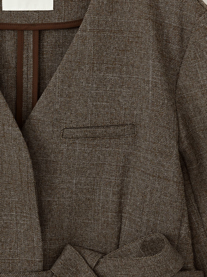 ベルト付きノーカラージャケット　[通常]