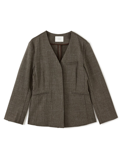 ベルト付きノーカラージャケット　[通常]