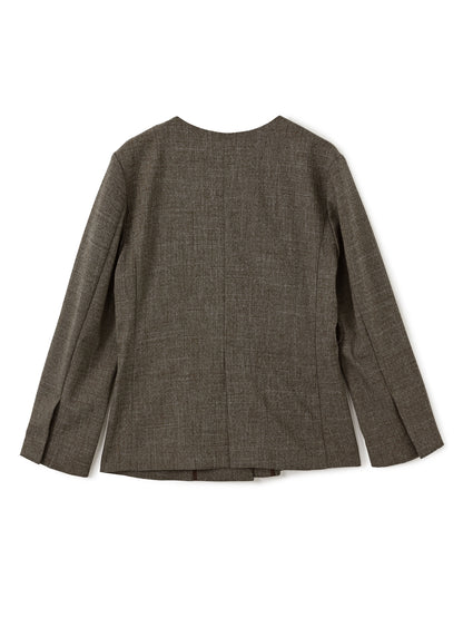 ベルト付きノーカラージャケット　[通常]