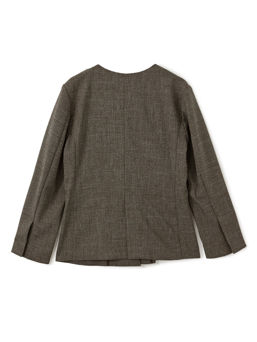 ベルト付きノーカラージャケット　[通常]