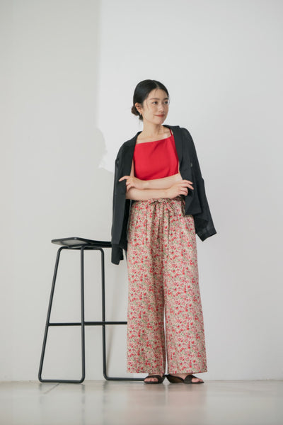 【COHINA MADE WITH LIBERTY FABRIC】リボンベルトイージーパンツ