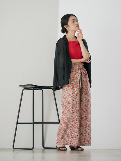 【COHINA MADE WITH LIBERTY FABRIC】リボンベルトイージーパンツ-short & regular　[通常]