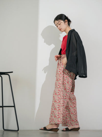 【COHINA MADE WITH LIBERTY FABRIC】リボンベルトイージーパンツ-short & regular　[通常]