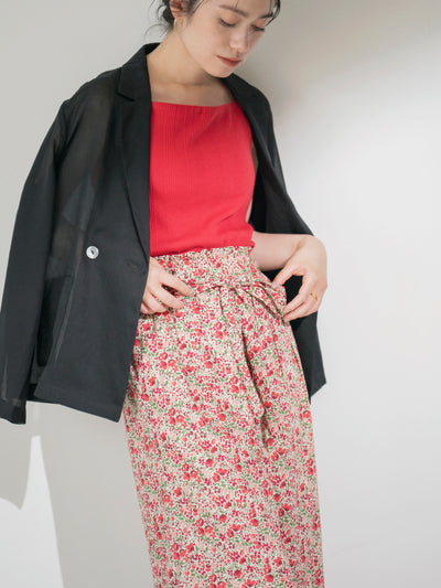 【COHINA MADE WITH LIBERTY FABRIC】リボンベルトイージーパンツ-short & regular　[通常]