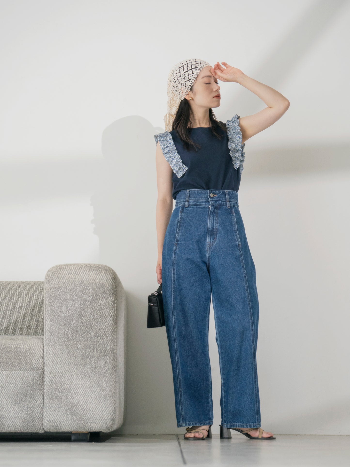 【COHINA MADE WITH LIBERTY FABRIC】フリルスリーブカットソー　[通常]